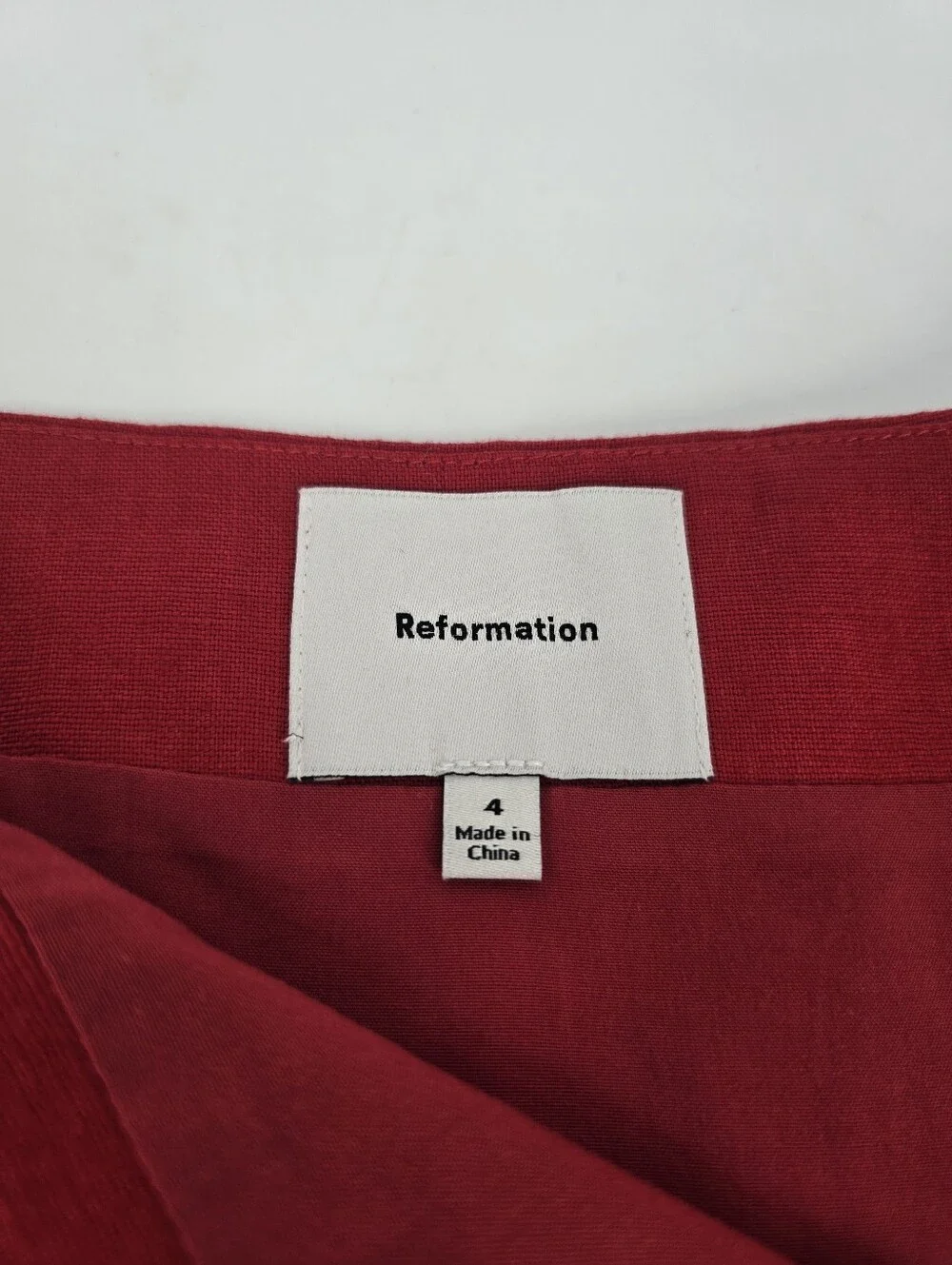 Reformation Grace Linen Two Piece Skirt Set in Sundried Tomato Red Size 4 NEW
